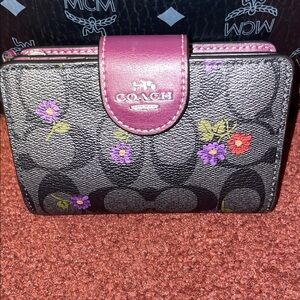 Coach signature graphite deep berry wallet